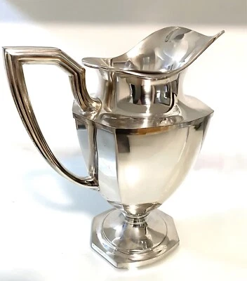 "Jarra hexagonal Sheffield vintage plateada 1930 Art Deco 10 1/2""" Foto 1 de 4