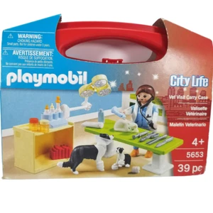 Playmobil City Life # 5653 VET VISIT Red Carry Case 39 Pc Set NEW - Picture 1 of 5