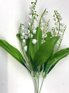 Artificial Faux Lily of the Valley White Flower Bundle of 3 Stems - 32cm - Picture 1 of 3