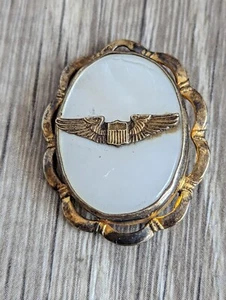 Antique WWII Army Gold Filled on Sterling Silver MOP Sweetheart Locket - Picture 1 of 7