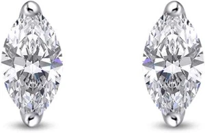 Solitaire Stud Earrings Marquise Cut Cubic Zirconia in 925 Sterling Silver - Picture 1 of 39
