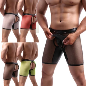Pantalones cortos boxer de malla transparente para hombre con baúles abiertos ropa interior pantalones sin espalda - Imagen 1 de 41