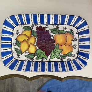 Charma Designs Rectangular Platter 12x8 Fruits Pattern - Picture 1 of 3
