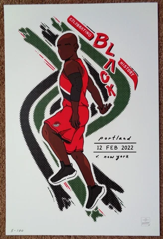Portland Trailblazers GAMEDAY POSTER 5/100 NY New York Knicks Blazers 2-12-22 Cover