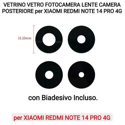 VETRINO VETRO FOTOCAMERA LENTE CAMERA POSTERIORE per XIAOMI REDMI NOTE 14 PRO 4G - Immagine 1 di 2