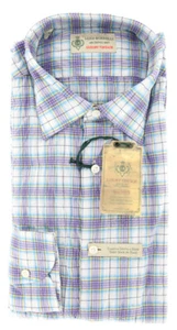 Luigi Borrelli Purple Plaid Cotton Shirt - Extra Slim - (GB8595) - Picture 1 of 4