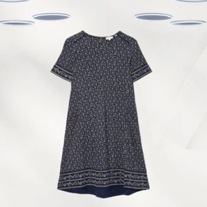 Ex Fat Face Women's Short Sleeve Simone Dot Wave Jersey Dress in Blue - Picture 1 of 3