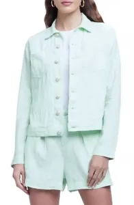 L'Agence Women Linen Celine Jacket Denim Style Slim Mint Light Green Sz M NWT - Picture 1 of 16
