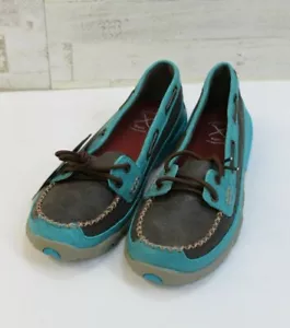 Women's Driving Moccasins-Brown/Turquoise style WDM0021 - Picture 1 of 4