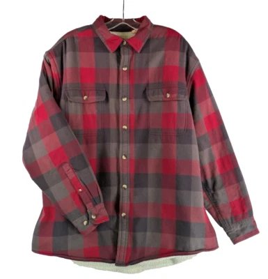 Chaqueta Camisa de Franela Forrada Sherpa Red Head Para Hombres XL Roja Gris Cuadros Foto 1 de 4