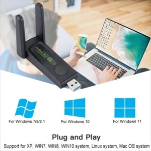 2 Antennas Wifi Adapter 2.4 5G High Gain Antenna Dongle Network Card Universal - Afbeelding 1 van 9