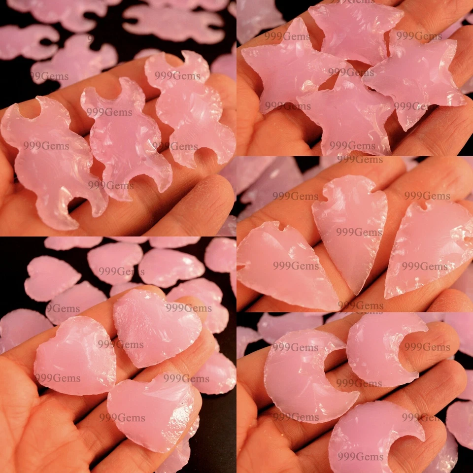 Cristal de cuarzo rosa vidrio metafísico tallado piedras preciosas chakra Reiki curación Foto 1 de 1