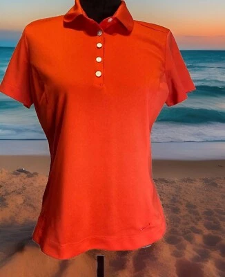 Nike Golf Womens SZ M shirt Dri fit slimming Tennis Short sleeve, Coral casual - Image 1 of 4