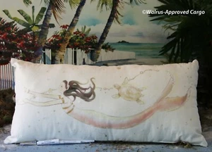 POTTERY BARN KIDS PAINTED MERMAID LUMBAR PILLOW -NWT- AN OCEAN OF MYTHICAL DÉCOR - Picture 1 of 8