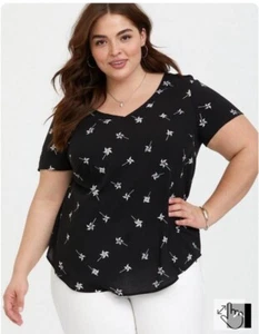 Torrid Abbey Challis Tie Back Blouse Allover Print Pinwheel Women's Plus Size 1 - Picture 1 of 17