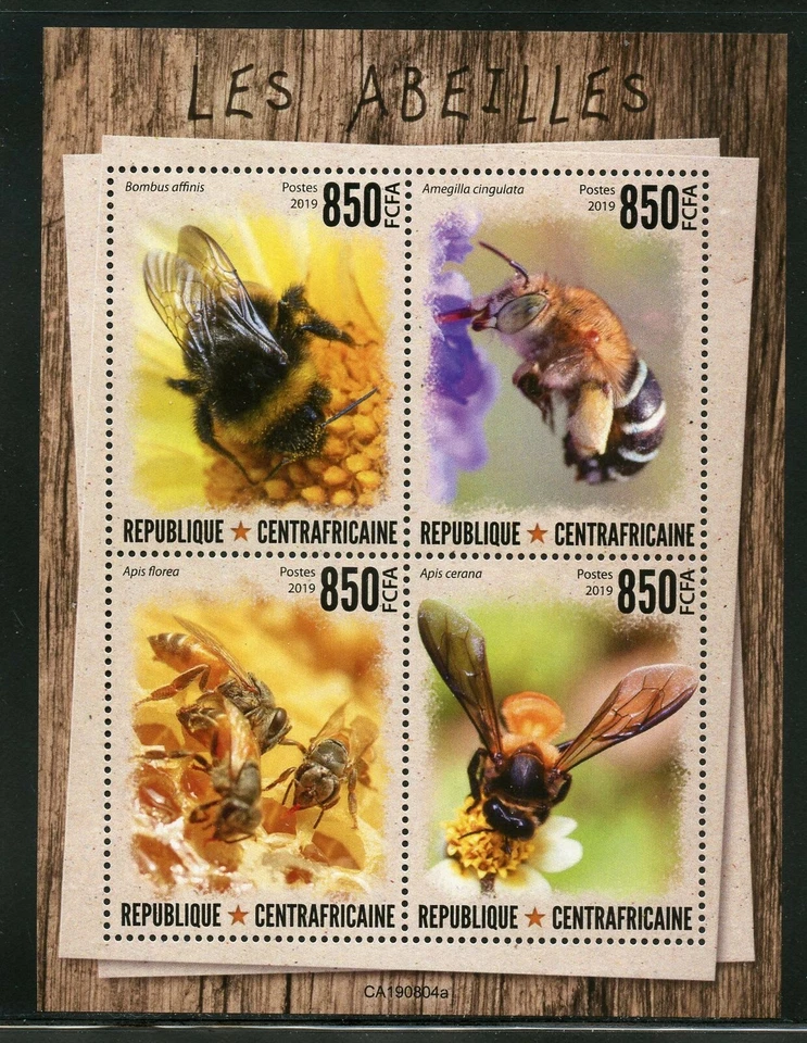 Centrale Africa 2019 Api Foglio come Nuovo Mai Incernierato - Immagine 1 di 1