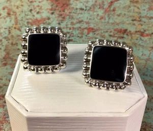 Vintage Mexico 925 Sterling Silber Onyx Edelstein Ohrstecker edler Schmuck - Bild 1 von 6