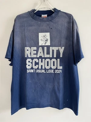 GOTOFREE 25SS SAINT REALITY SCHOOL T SHIRT VINTAGE BLUE WORN WASH HIPHOP TOP TEE - Image 1 of 4