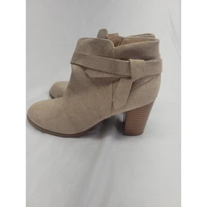 ZBY Ankle Boot Women's Size 7 Brown Suede Booties Side Zipper Block Heels - Picture 1 of 14