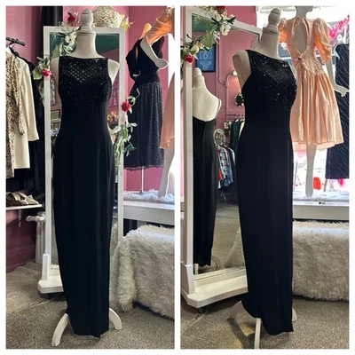 Vintage 90s Black Scott McClintock Maxi Dress Prom Formal Evening Black Tie XS/S - Image 1 of 4