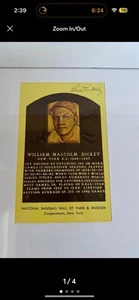 BILL DICKEY SIGNED HALL OF FAME COOPERSTOWN PLAQUE POSTCARD NY YANKEES HOF JSA - Picture 1 of 4