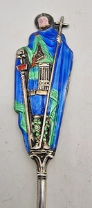 HERVORRAGENDER SELTENER ANTIKER SILBER EMAILLE RITTER SOUVENIR LÖFFEL EUROPÄISCH UM 1900 - Bild 1 von 4