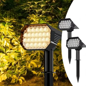 2-Pack Outdoor Solar Spotlights, 24 LEDs, Waterproof for Patio, Garden & Pathway - Picture 1 of 13