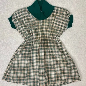 Vintage Girls Plaid Green Dress Size 4 - Picture 1 of 7