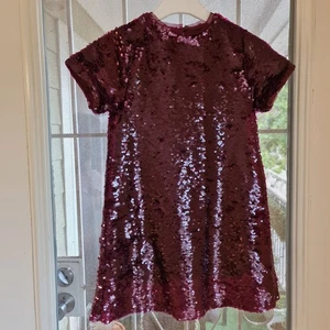 ZARA sequin dress girls Burgundy Size 6  - Picture 1 of 5
