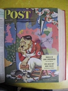 Bound Saturday Evening Post July-Sept 1943 WWII Norman Rockwell  Hitler Cover - Picture 1 of 16