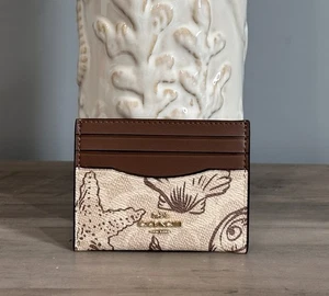 Coach Slim Id Card Case In Signature Canvas With Shell Print - Sand Multi CBL80 - Picture 1 of 9