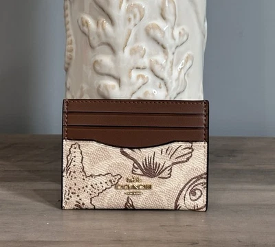 Coach Slim Id Card Case In Signature Canvas With Shell Print - Sand Multi CBL80 - Image 1 of 4