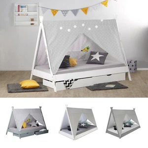 Kinderbett 90x200 cm Tipi Hausbett Bett Bettkasten Holz Spielbett Homestyle4u - Bild 1 von 43