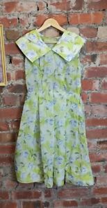 Retro Vintage 60s  Sailor Collar Floral Summer Dress Party Holiday Event