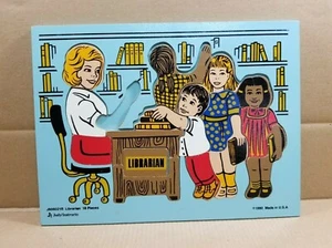 Vintage 90s Judy Instructo LIBRARIAN 18 Piece Wooden Tray Puzzle 1990 INCOMPLETE - Picture 1 of 6