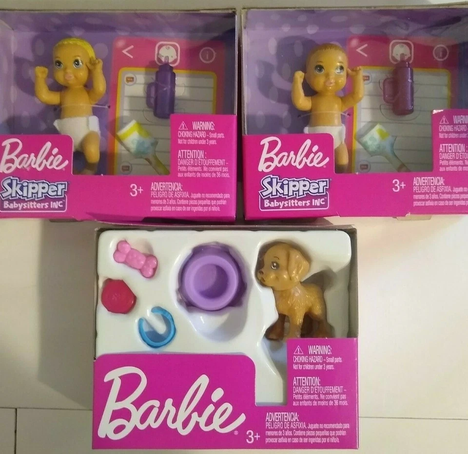 Mattel Barbie Skipper Babysitters Inc 3 PC Baby Doll Figures