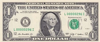 United States Of America, 1 Dollar, 2009, UNC, (Low Serial Number) - Image 1 of 2