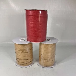 Raffia Ribbon Gift Wrapping Packing Paper Twine Craft Rustic Country Lot of 3 - Picture 1 of 3