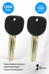 Pair of New GM Replacement Uncut Transponder Chip Ignition Key Blades - B114R-PT - Foto 1 di 1