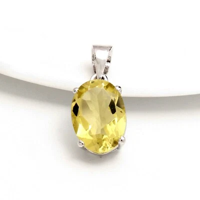 Ciondolo ovale 14*10 mm in argento sterling 925 quarzo limone naturale regalo... - Immagine 1 di 3
