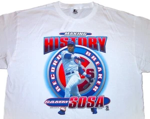 CAMISETA NUEVA VINTAGE AÑOS 90 SAMMY SOSA CUBS MLB HACIENDO HISTORIA 62' HOME RUN RECORD XL - Imagen 1 de 3