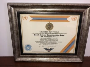 U.N. ANGOLA VERIFICATION MISSION-1 COMMEMORATIVE MEDAL CERTIFICATE ~ Type 1 - Picture 1 of 12