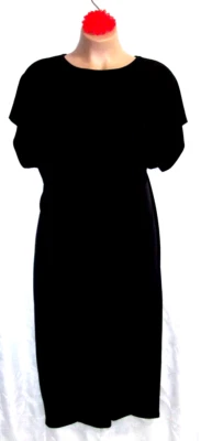 Lane Bryant Women Dress 26 28 Black Midi O-Ring Wrap Cap Sleeve Minimalist New - Image 1 of 4