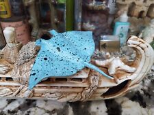 Vintage Old Antique Aquarium Fishbowl Ceramic Spotted Blue Stingray 