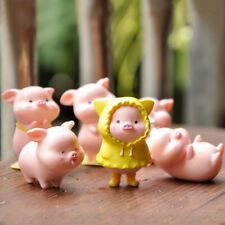 Cute Pig Miniatures, Desk Decorations, Plant Decorations (6pcs), with Gift Box