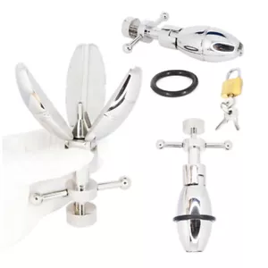 Expanding Chastity Device Openable Butt Plug Heavy Anus Beads Lock Anal Sex Toys - Picture 1 of 14