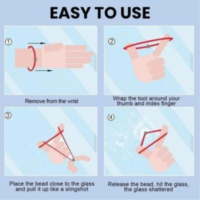 3 Tipos Ventana Coche Rompedor de Vidrio Pulsera Correa de Muñeca Herramienta Escape con Rescate Em Foto 1 de 4