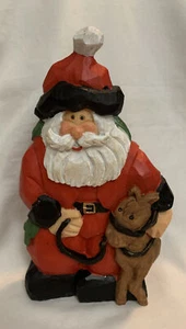 8 inch tall Santa with reindeer Resin - Picture 1 of 4