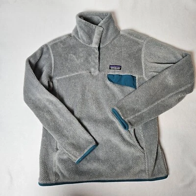 Jaqueta suéter Patagonia Re-Tool Snap-T pulôver pescoço simulado cinza azul-petróleo tamanho médio - Imagem 1 de 4