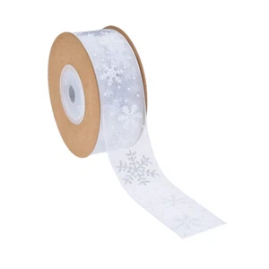 10 Yards Mesh Ribbon for DIY Chiffon Headwear Gift Box Decors Snowflake Pattern - Picture 1 of 9